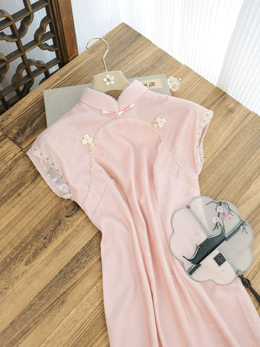 Shuang Re Cap Sleeve Cheongsam