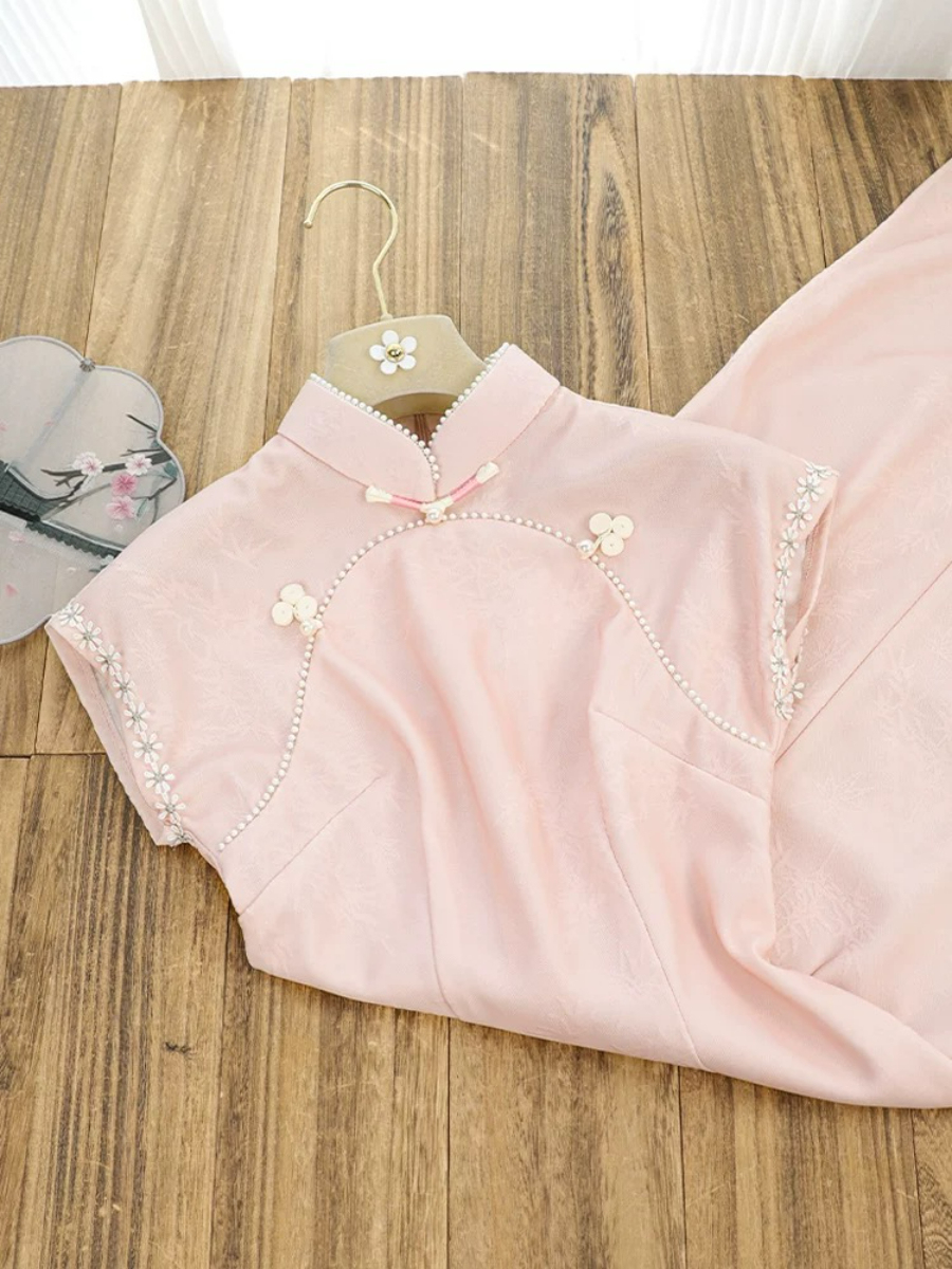 Shuang Re Cap Sleeve Cheongsam