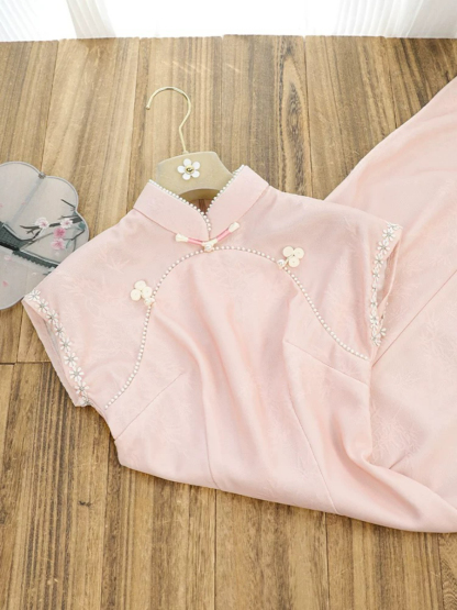 Shuang Re Cap Sleeve Cheongsam