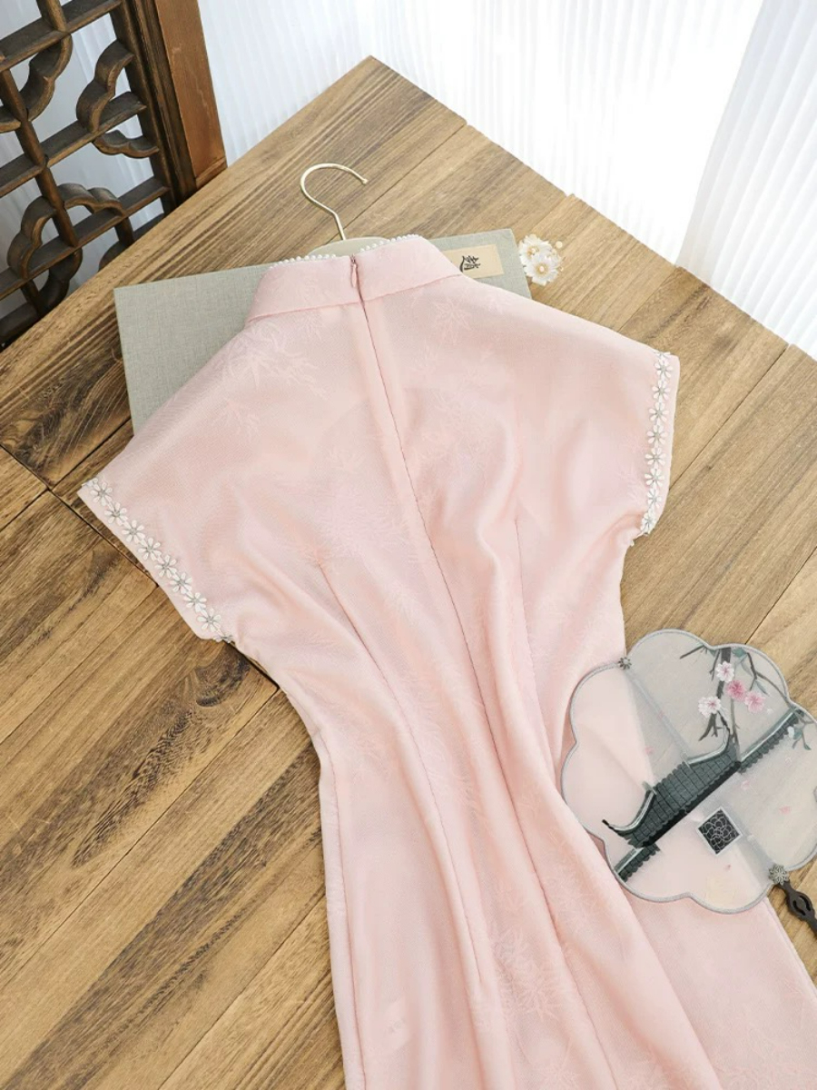 Shuang Re Cap Sleeve Cheongsam