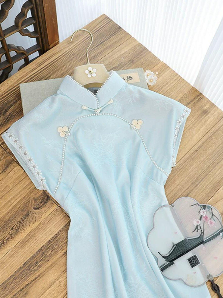 Shuang Re Cap Sleeve Cheongsam
