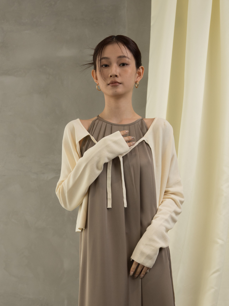 Gynna Double Tie Knit Cardigan (Discounted-Free size)-The Black Bow-