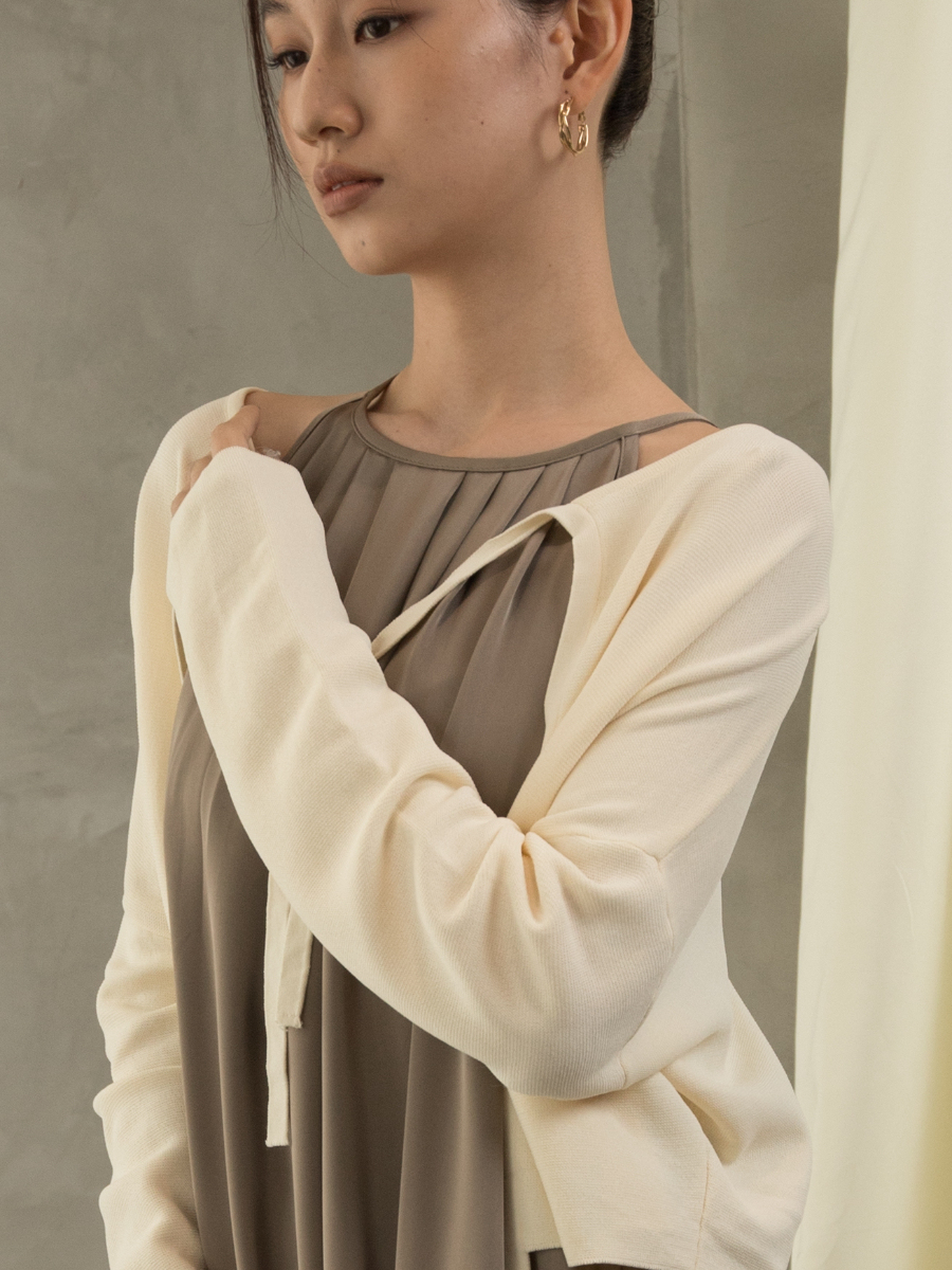 Gynna Double Tie Knit Cardigan (Discounted-Free size)-The Black Bow-
