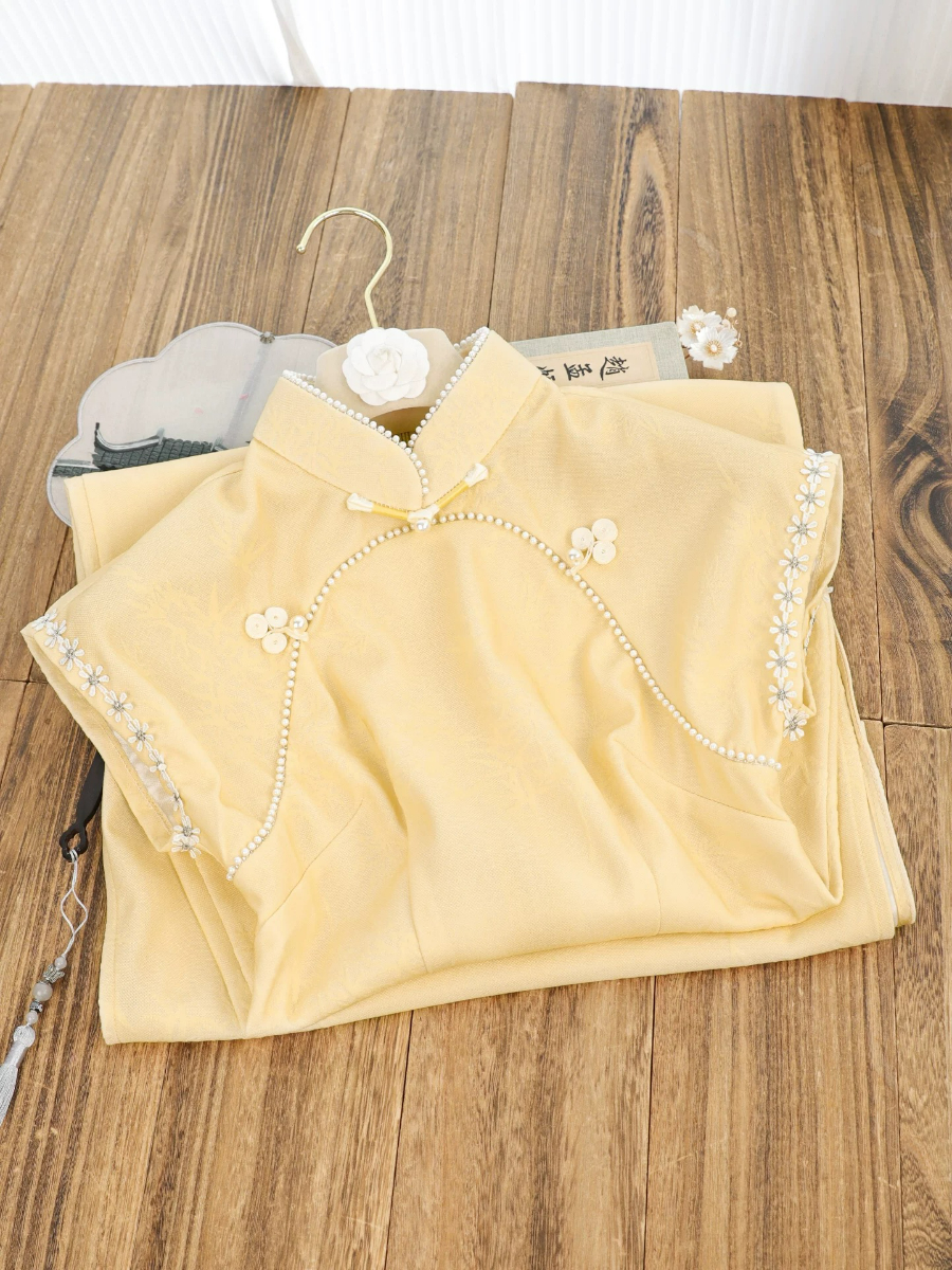 Shuang Re Cap Sleeve Cheongsam