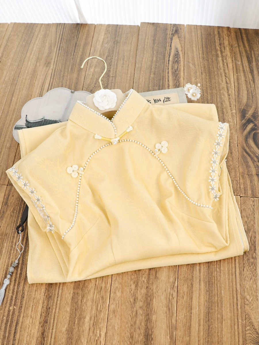 Shuang Re Cap Sleeve Cheongsam