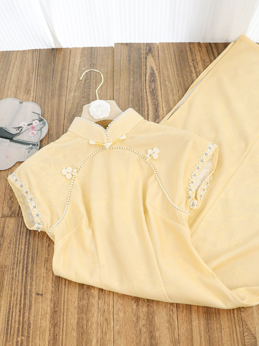 Shuang Re Cap Sleeve Cheongsam