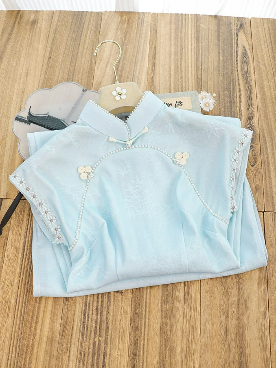 Shuang Re Cap Sleeve Cheongsam