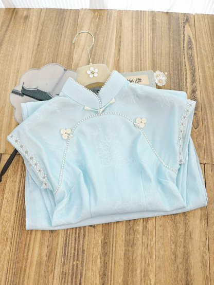 Shuang Re Cap Sleeve Cheongsam