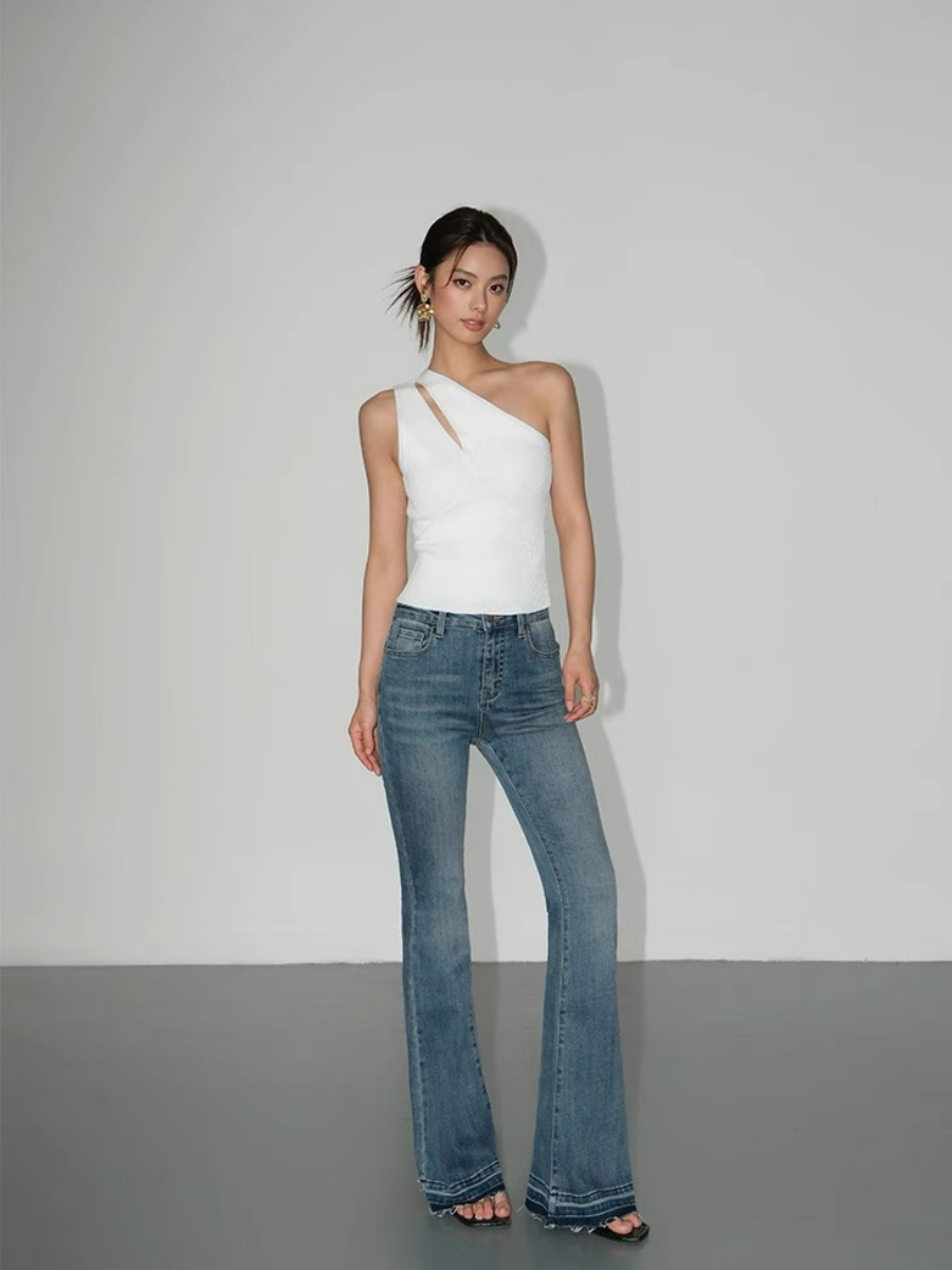 Kimber Asymmetric Shoulder Knit Top