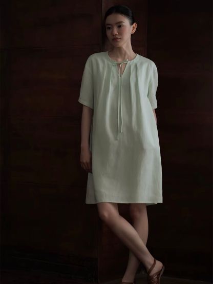 Rose Lyocell Linen Blend Relaxed Dress
