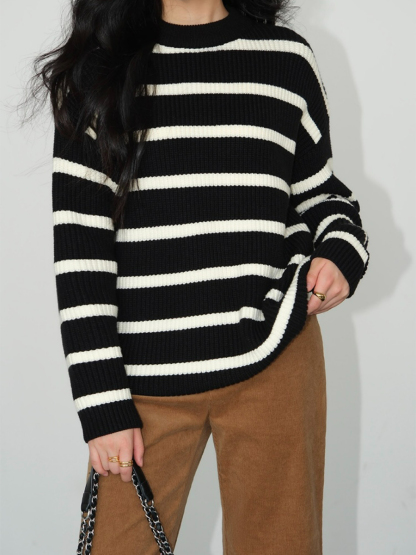 Brisa Oversized Stripe Sweater-The Black Bow-
