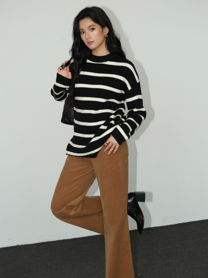 Brisa Oversized Stripe Sweater-The Black Bow-