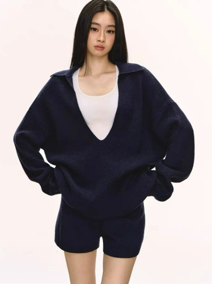 Devika Deep-V Sweater, Singlet & Shorts Set