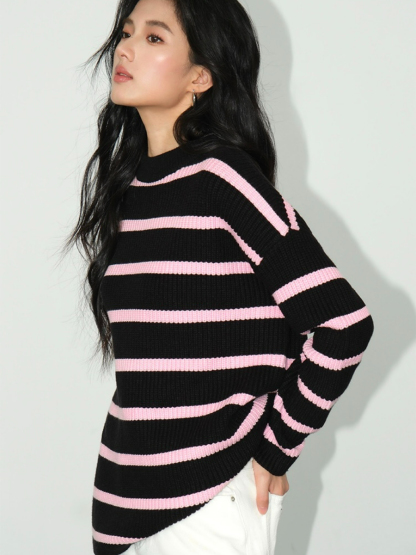 Brisa Oversized Stripe Sweater-The Black Bow-