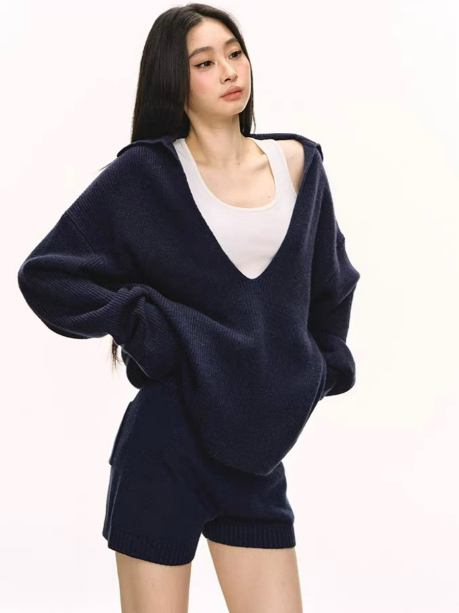 Devika Deep-V Sweater, Singlet & Shorts Set