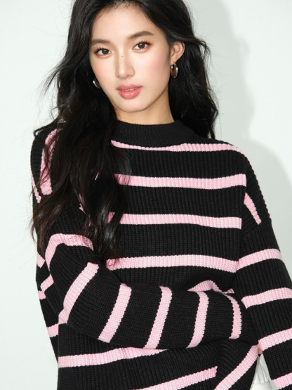 Brisa Oversized Stripe Sweater-The Black Bow-