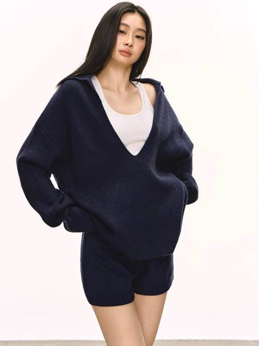 Devika Deep-V Sweater, Singlet & Shorts Set