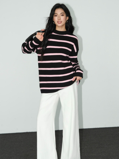 Brisa Oversized Stripe Sweater-The Black Bow-