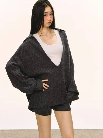 Devika Deep-V Sweater, Singlet & Shorts Set