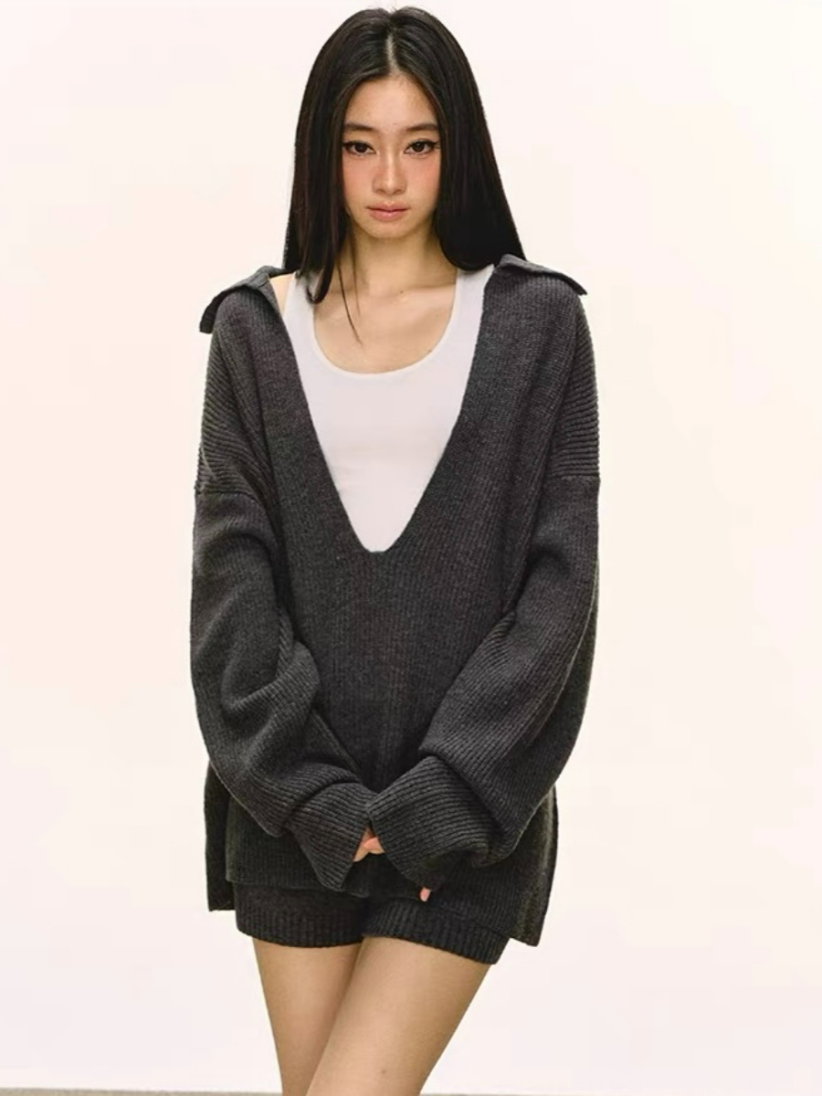 Devika Deep-V Sweater, Singlet & Shorts Set