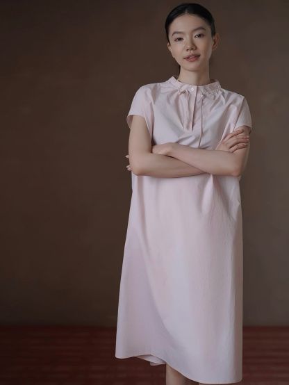 Renata Neck Detailed Cotton Dress