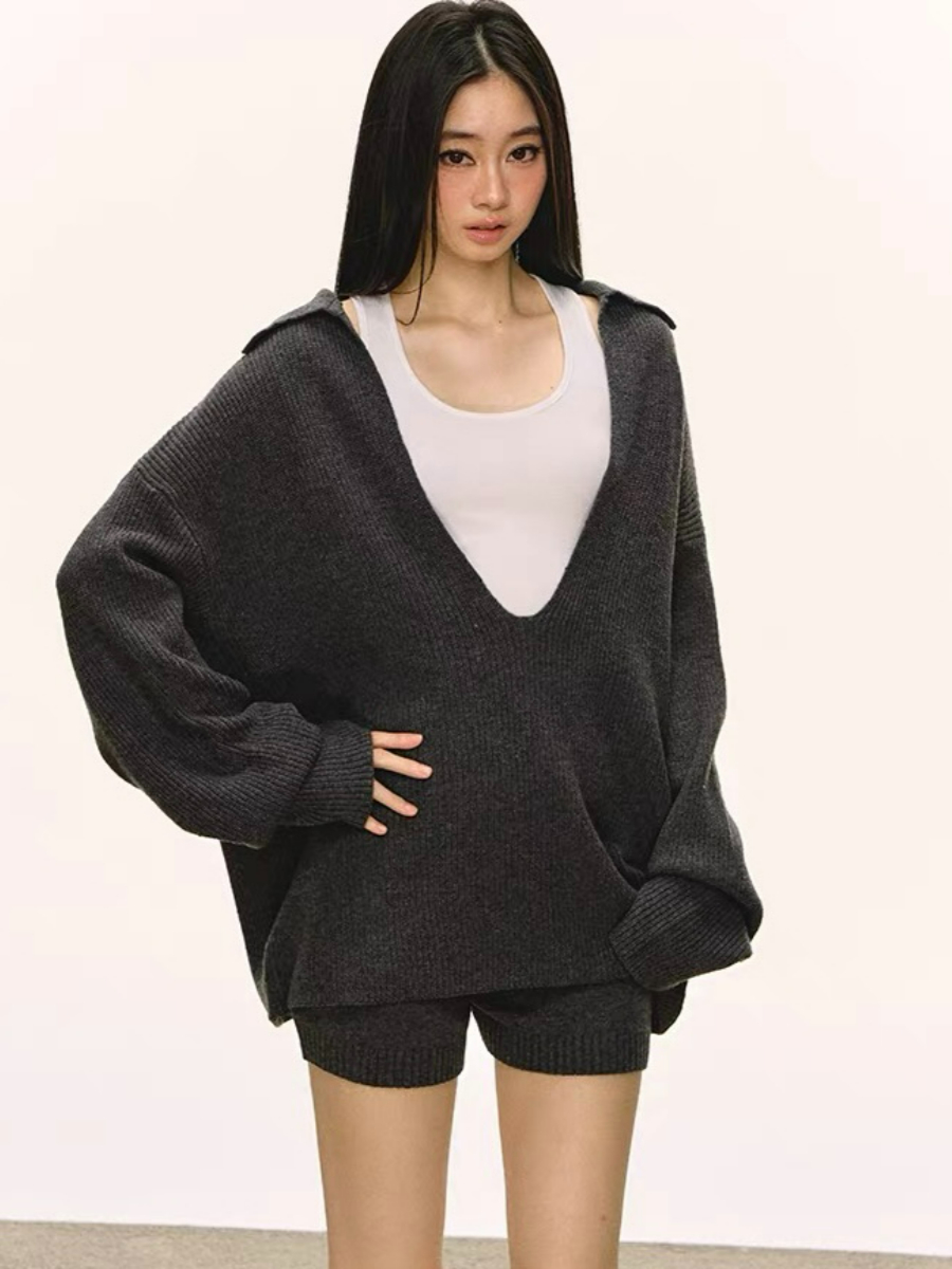 Devika Deep-V Sweater, Singlet & Shorts Set