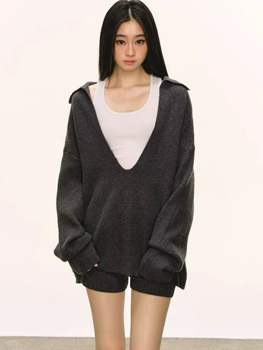 Devika Deep-V Sweater, Singlet & Shorts Set