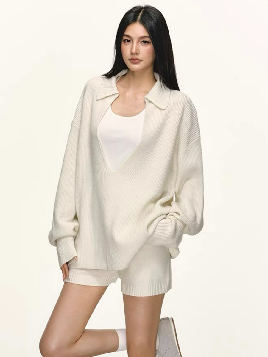 Devika Deep-V Sweater, Singlet & Shorts Set