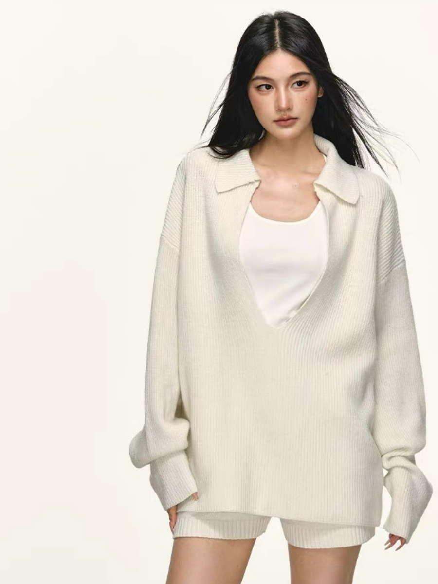 Devika Deep-V Sweater, Singlet & Shorts Set