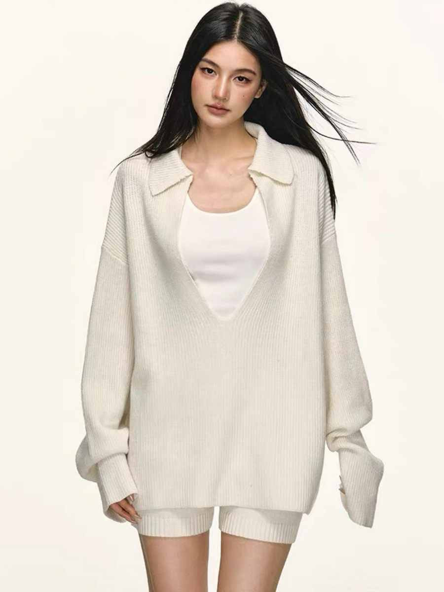 Devika Deep-V Sweater, Singlet & Shorts Set