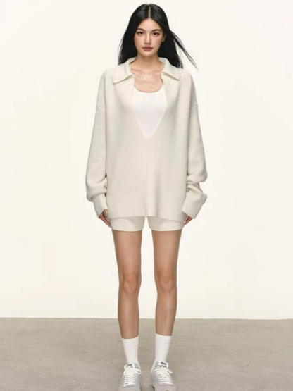 Devika Deep-V Sweater, Singlet & Shorts Set