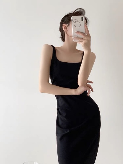 Grady Square Neck Pencil Dress-The Black Bow-