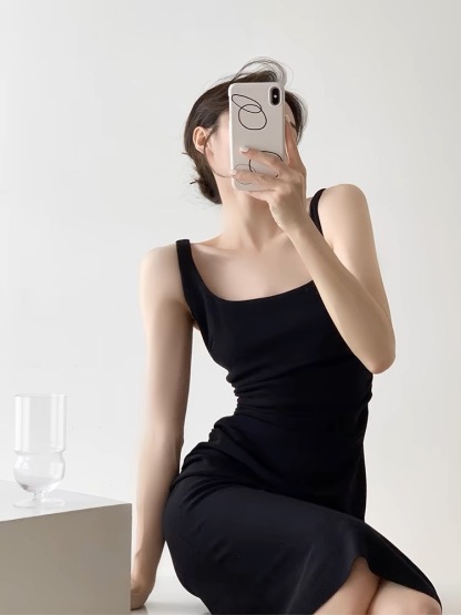 Grady Square Neck Pencil Dress-The Black Bow-
