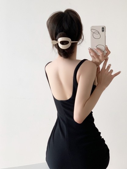 Grady Square Neck Pencil Dress-The Black Bow-