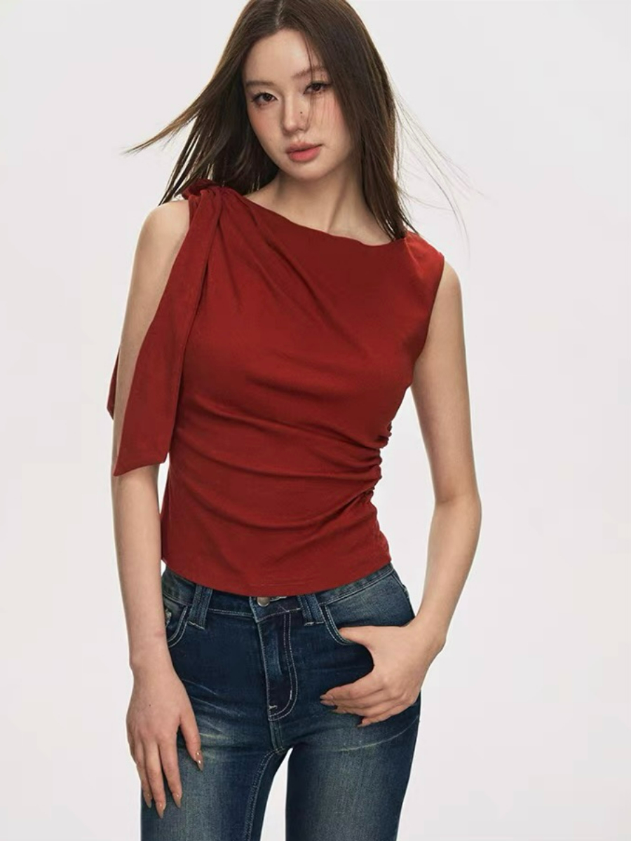 Delsa Ribbon Tie Sleeveless Top