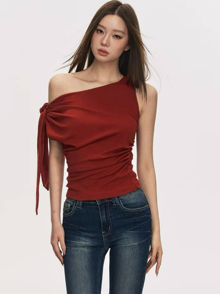 Delsa Ribbon Tie Sleeveless Top