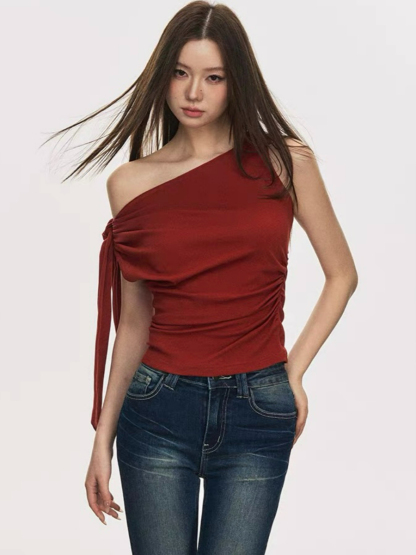 Delsa Ribbon Tie Sleeveless Top