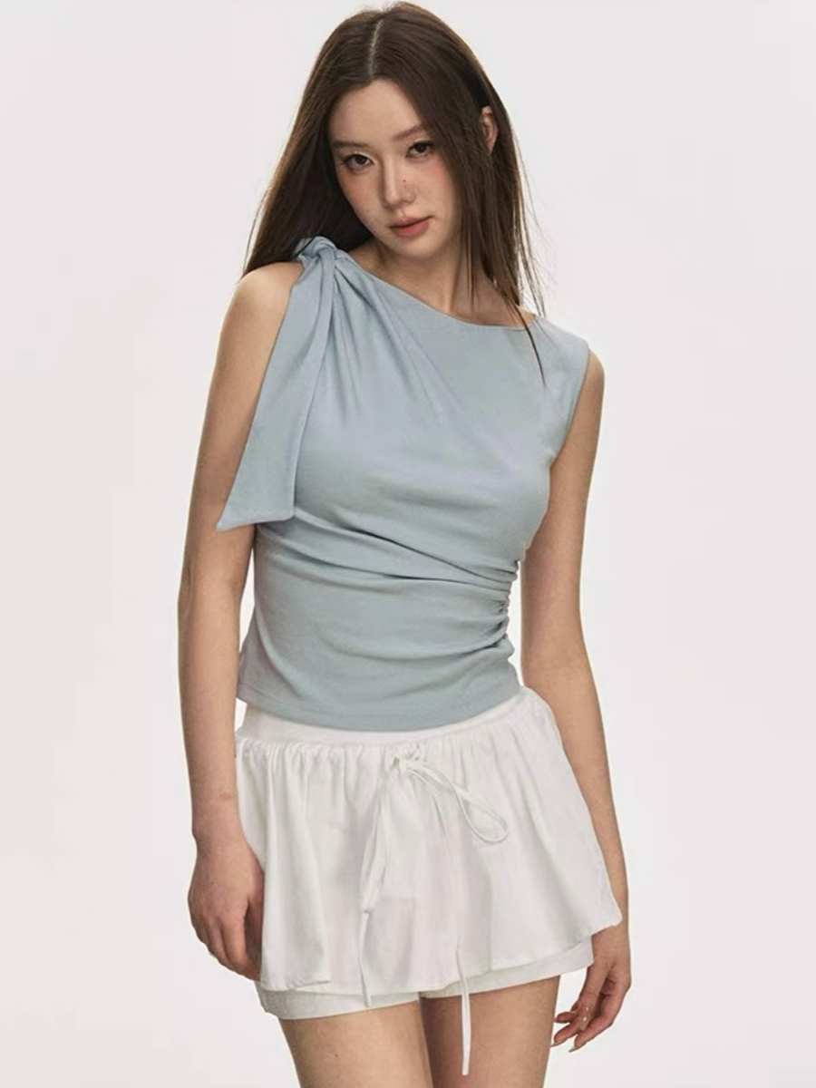 Delsa Ribbon Tie Sleeveless Top
