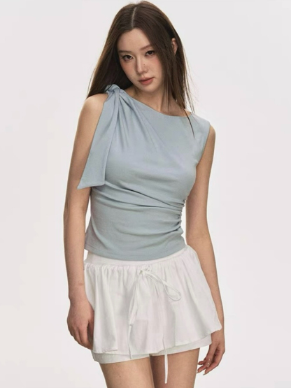 Delsa Ribbon Tie Sleeveless Top