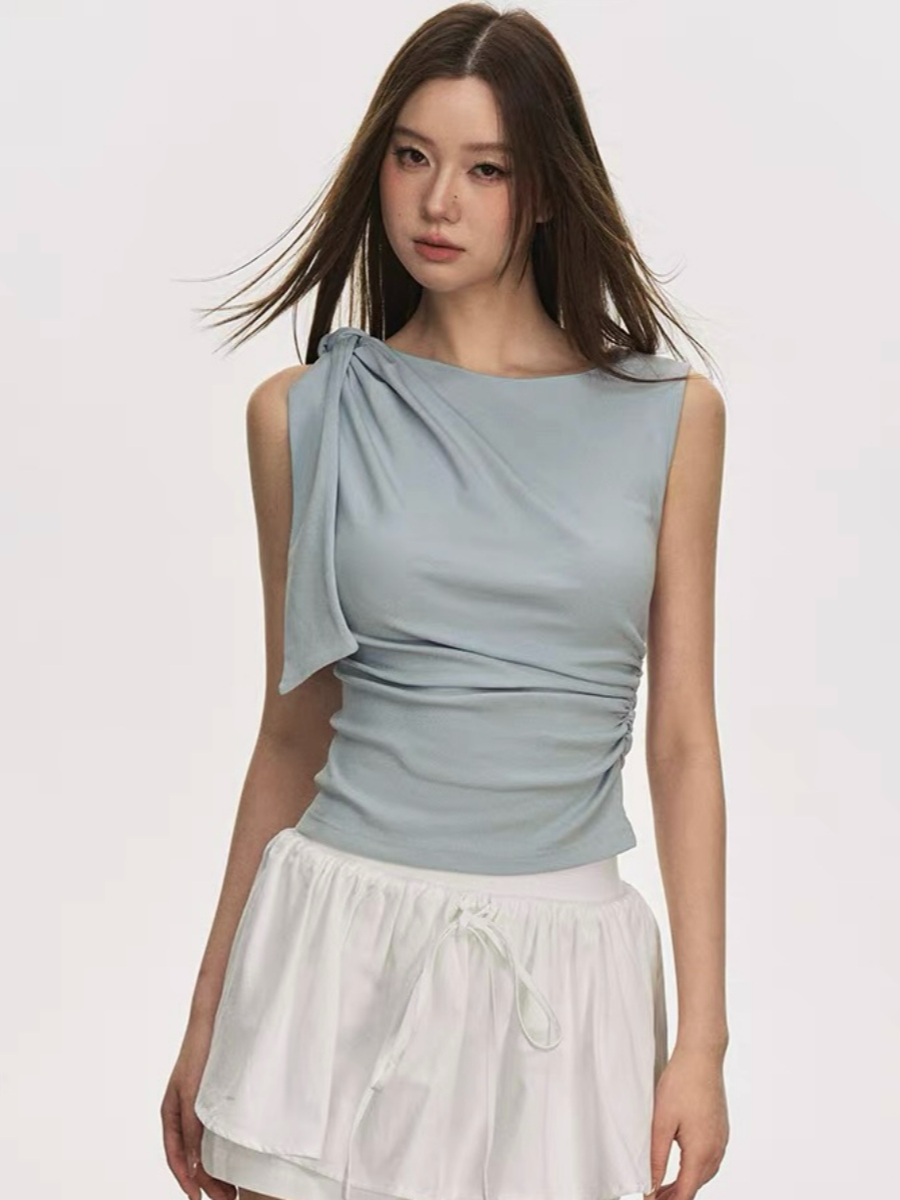 Delsa Ribbon Tie Sleeveless Top