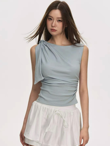 Delsa Ribbon Tie Sleeveless Top