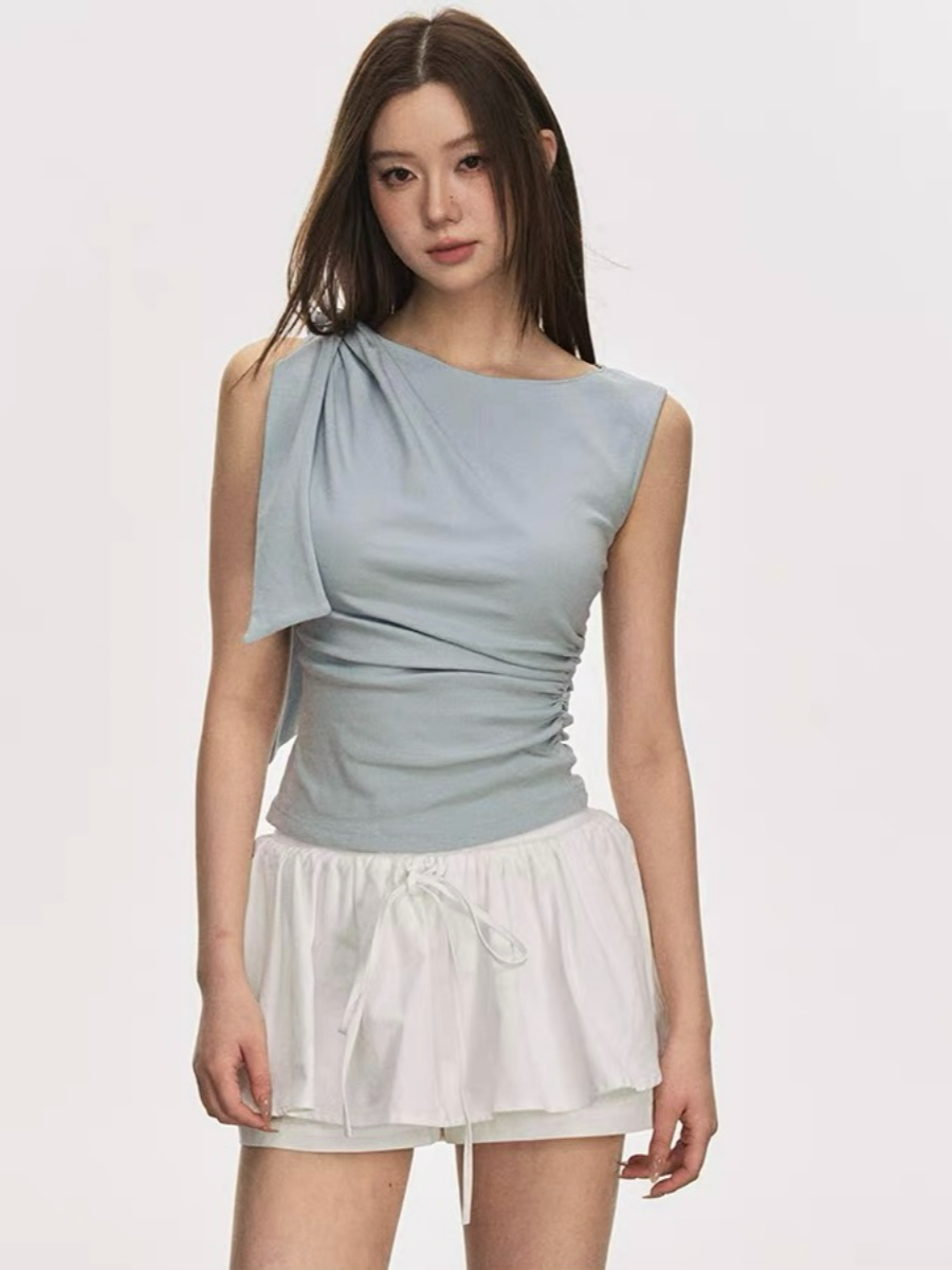 Delsa Ribbon Tie Sleeveless Top