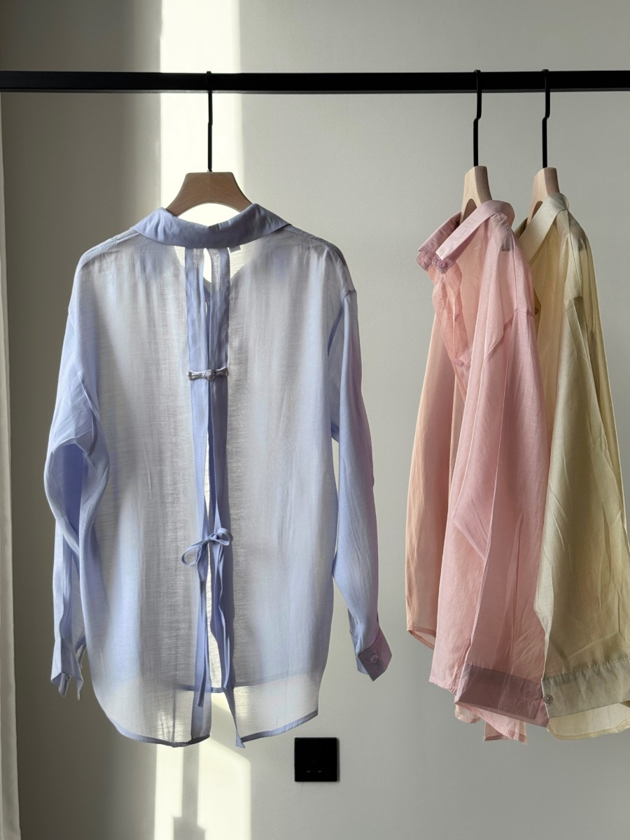 Ni Ni Back Pankou Sheer Chiffon Shirt & Benny Padded Top-The Black Bow-