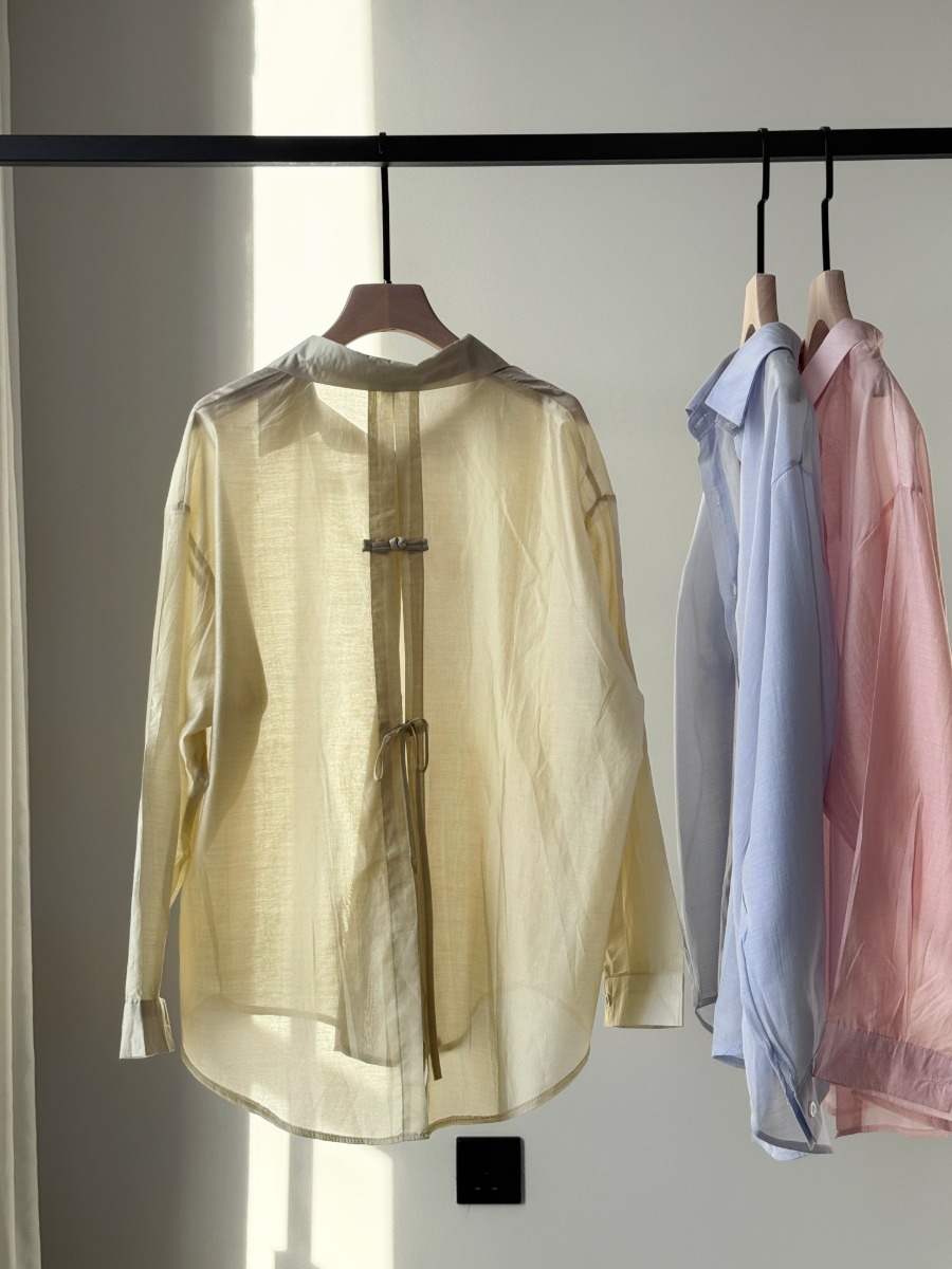 Ni Ni Back Pankou Sheer Chiffon Shirt & Benny Padded Top-The Black Bow-