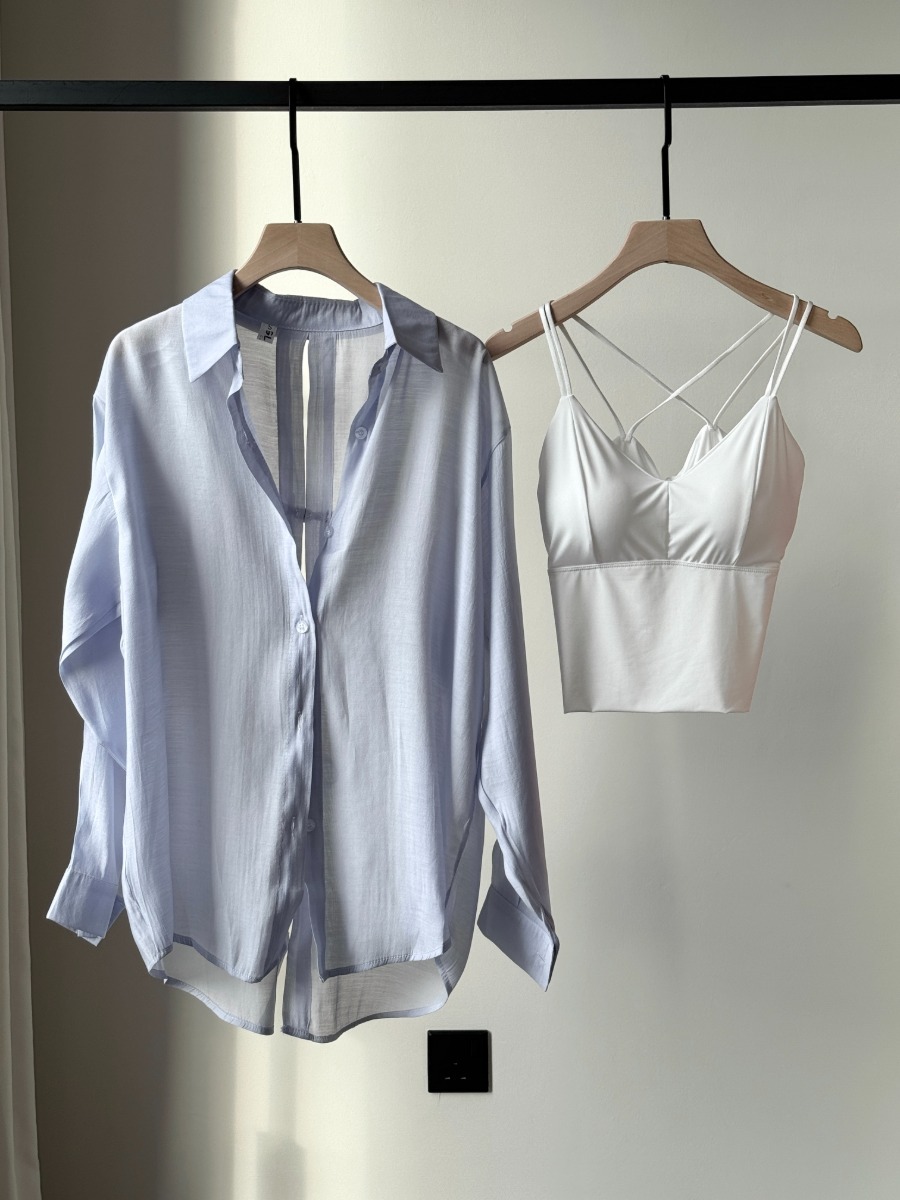 Ni Ni Back Pankou Sheer Chiffon Shirt & Benny Padded Top-The Black Bow-