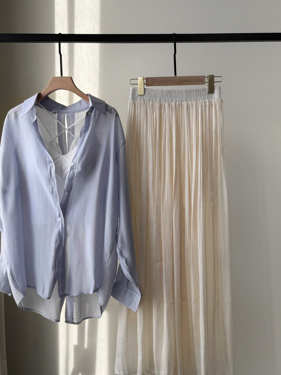 Ni Ni Back Pankou Sheer Chiffon Shirt & Benny Padded Top-The Black Bow-
