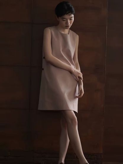 Rosana Side-Button Shift Dress