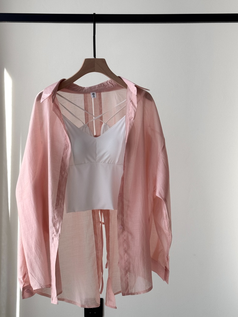 Ni Ni Back Pankou Sheer Chiffon Shirt & Benny Padded Top-The Black Bow-