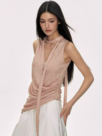Daia Neck Tied Knit Top