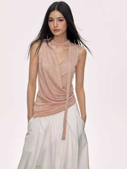 Daia Neck Tied Knit Top